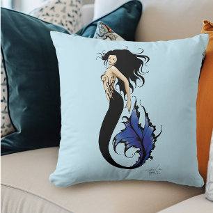 Tribal Blå Havsfröken Elegant Fantasy Siren Kudde