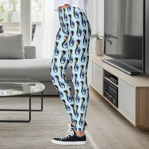 Tribal Blå Havsfröken Elegant Fantasy Siren Leggings