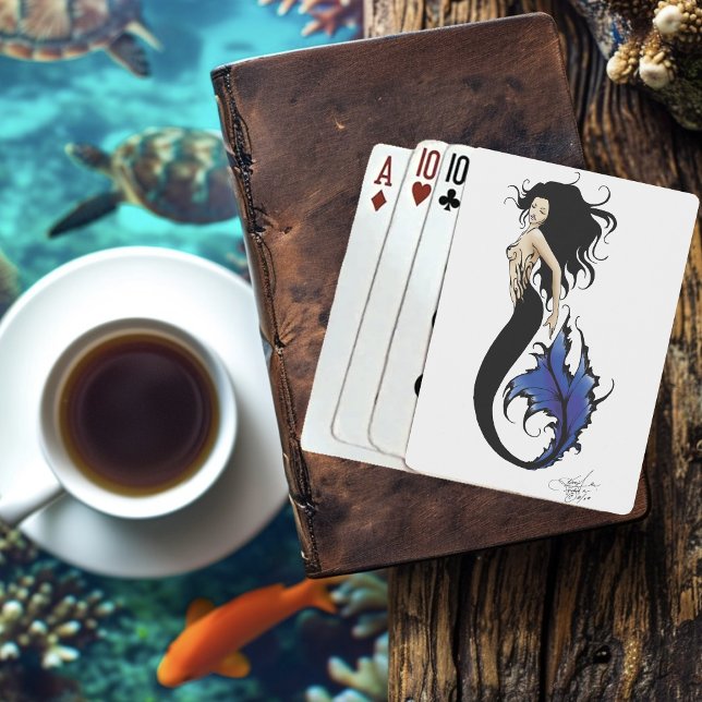 Tribal Blå Havsfröken Elegant Fantasy Siren Spel Kort (Skapare uppladdad)