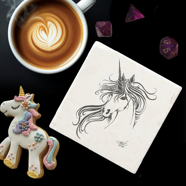 Tribal Black Bläck Unicorn Stenunderlägg (Skapare uppladdad)
