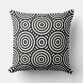Tribal Black Circular Mönster White Kudde