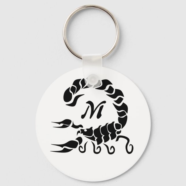 Tribal Black Scorpion Monogram Nyckelring (Framsida)