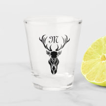 Tribal Black Stag Silhouette Monogram