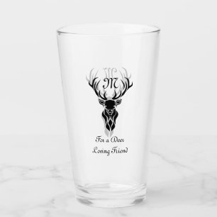 Tribal Black Stag Silhouette Monogram Glaskopp