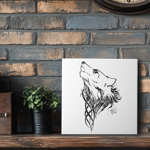 Tribal Black Varg Howl Kakelplatta