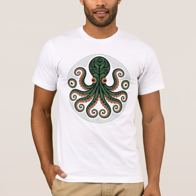 Tribal Bläckfisk Ocean T-Shirt (Framsida)