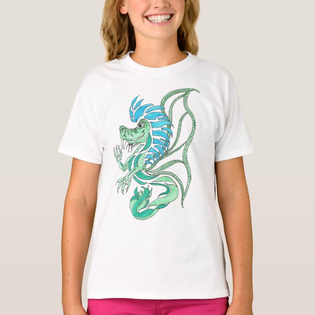 Tribal Blue Dragon T-shirt (Framsida)