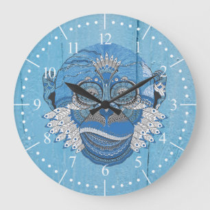 Tribal Blue Monkey Stor Klocka