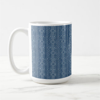 Tribal Blue och White Shibori Mönster Kaffemugg