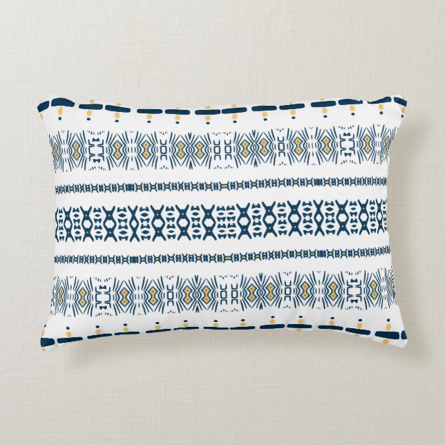 Tribal Blue White Mudcloth Prydnadskudde (Framsidan)