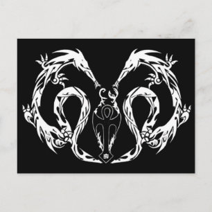 Tribal Body Dragon Vingar Vykort