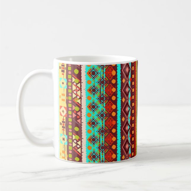 Tribal Boho Art: Seamless Background Struktur Kaffemugg (Vänster)