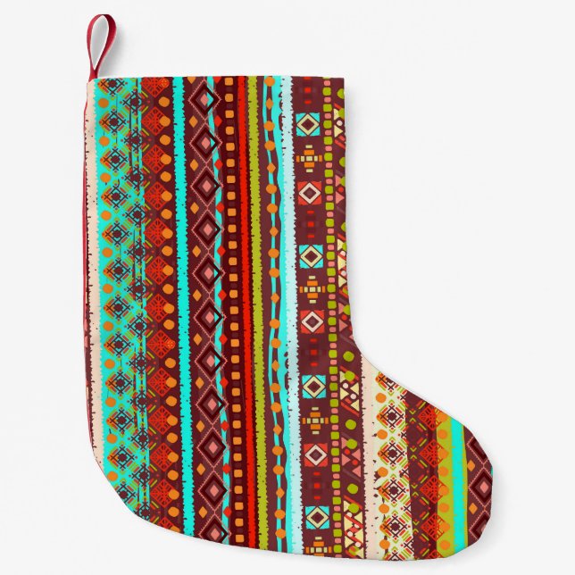 Tribal Boho Art: Seamless Background Struktur Liten Julstrumpa (Framsidan)