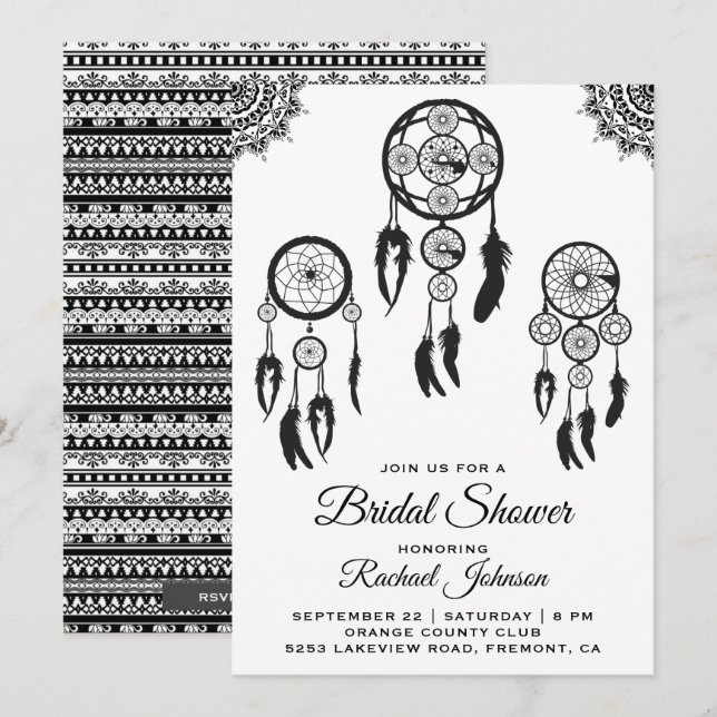 Tribal Boho Dream Catcher Inbjudningskort för möhi (Fram/baksida)