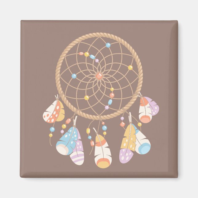 Tribal Boho Dreamcatcher On Brown Magnet (Framsidan)