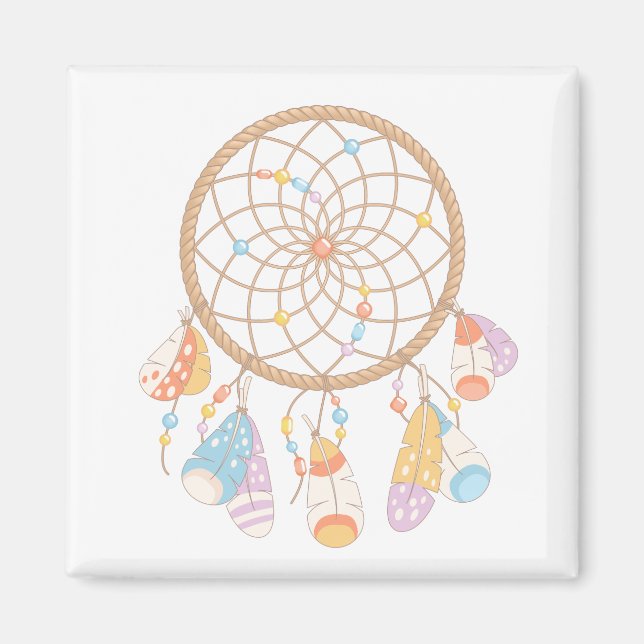 Tribal Boho Dreamcatcher On White Magnet (Framsidan)