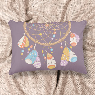 Tribal Boho Dreamcatcher på Lila Prydnadskudde