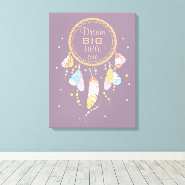 Tribal Boho Dreamcatcher på Lila Quote Canvastryck (Insitu (trägolv))