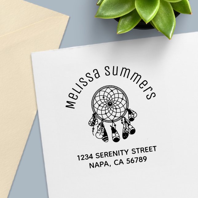 Tribal Boho Drömfångare Båge Adress Självfärgande Stämpel (Skapare uppladdad)