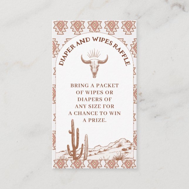 Tribal Boho Rodeo Baby Shower Diaper Raffle Insert Visitkort (Framsida)