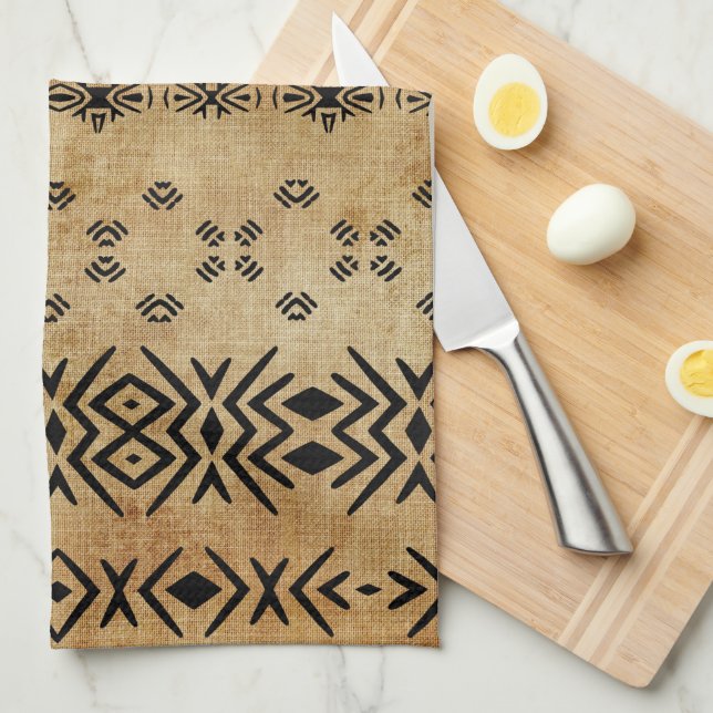 Tribal Brown Beige Kökshandduk (Vikt i Fjärdedel)