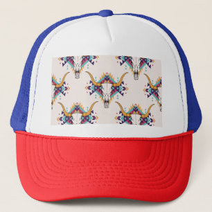 Tribal Bull Skull: Boho Seamless Keps
