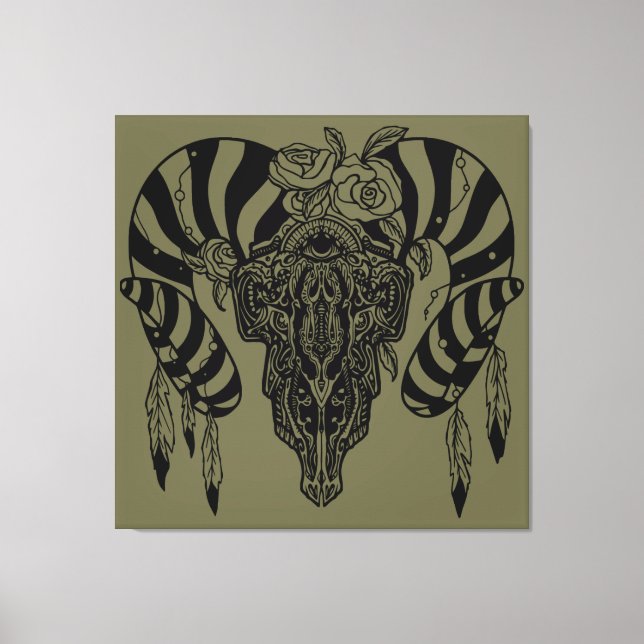 Tribal buske skalle canvastryck (Framsida)