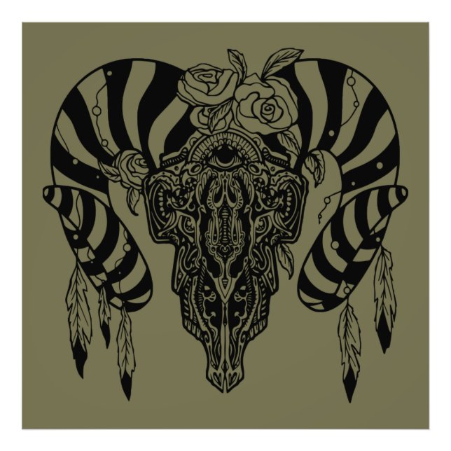 Tribal buske skalle fototryck (Framsidan)