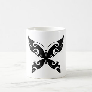Tribal Butterfly Tattoo Bold Black Bläck Stil Kaffemugg