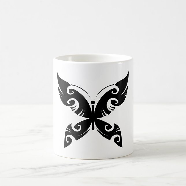 Tribal Butterfly Tattoo Bold Black Bläck Stil Kaffemugg (Skapare uppladdad)