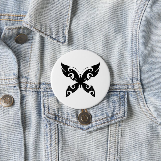 Tribal Butterfly Tattoo Bold Black Bläck Stil Knapp (Skapare uppladdad)