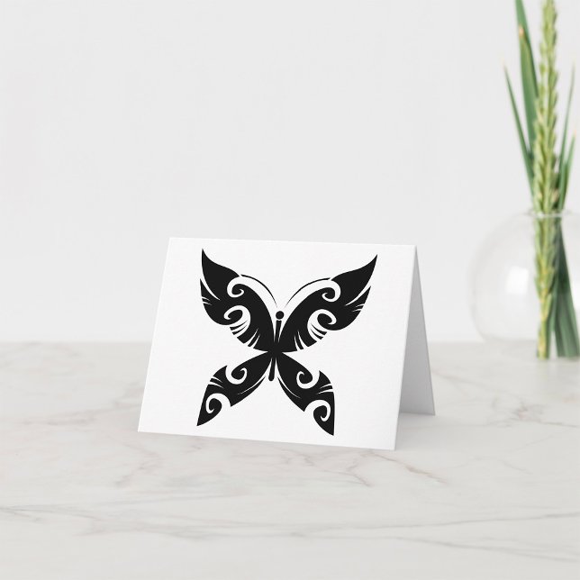 Tribal Butterfly Tattoo Bold Black Bläck Stil Kort (Skapare uppladdad)