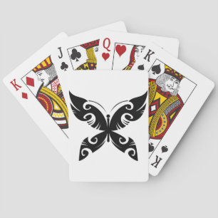 Tribal Butterfly Tattoo Bold Black Bläck Stil Kortlek