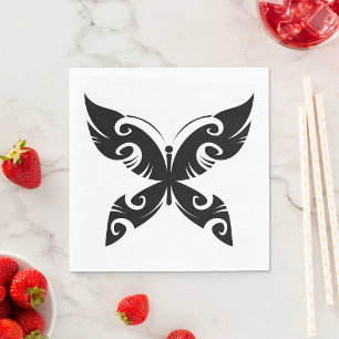 Tribal Butterfly Tattoo Bold Black Bläck Stil Pappersservett