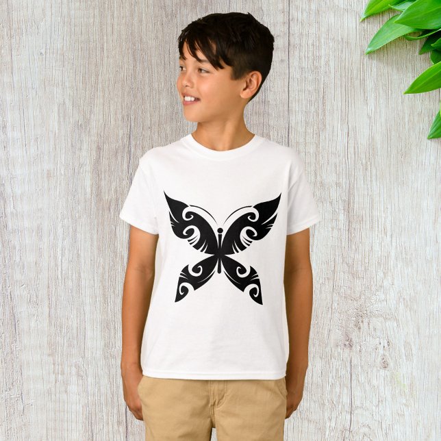 Tribal Butterfly Tattoo Bold Black Bläck Stil T Shirt (Skapare uppladdad)