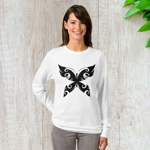 Tribal Butterfly Tattoo Bold Black Bläck Stil T Shirt
