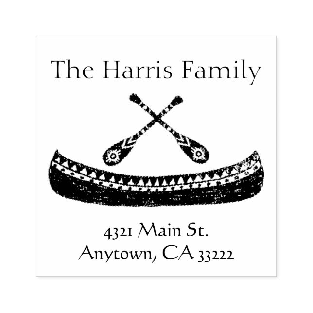 Tribal Canoe Silhouette Personlig Stämpel (Tryck)