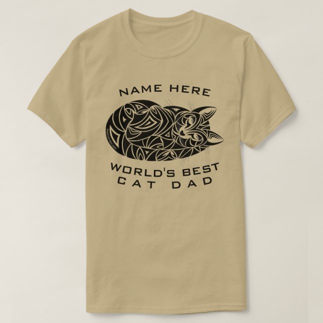 Tribal Cat Sleeping Funny Worlds Best Cat Pappa Tee (Design framsida)
