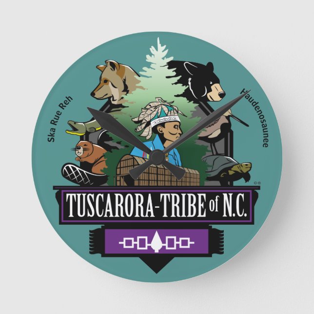 Tribal Clock by ~Tuscarora Tribe of NC ~ Rund Klocka (Framsida)
