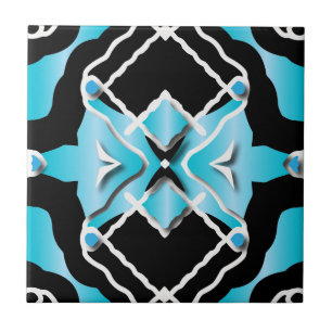 Tribal Contemporary Turcos Black White Mönster Kakelplatta