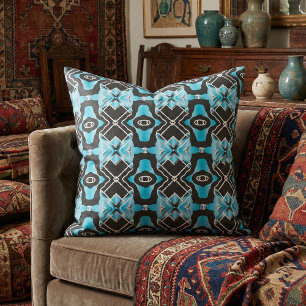 Tribal Contemporary Turcos Black White Mönster Tyg