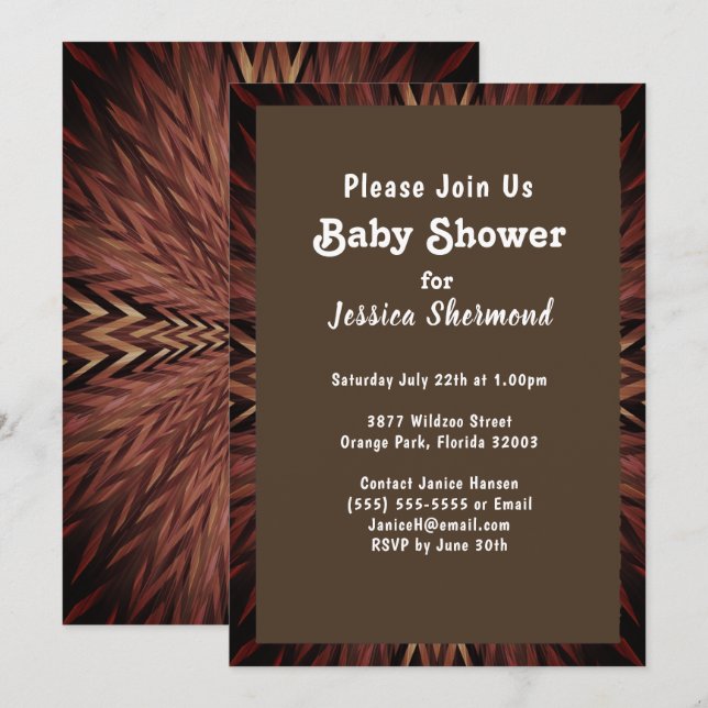 Tribal Copper-Abstrakt i fog Baby Shower Inbjudningar (Fram/baksida)