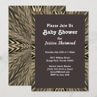 Tribal Copper Sepia Abstrakt Baby Shower Inbjudningar