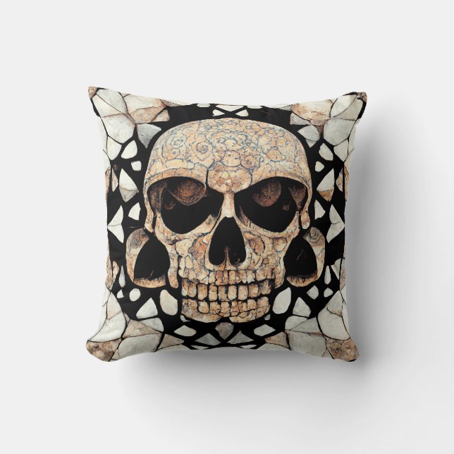Tribal Decorative Ornament | Mayan Skull Art Kudde (Framsida)