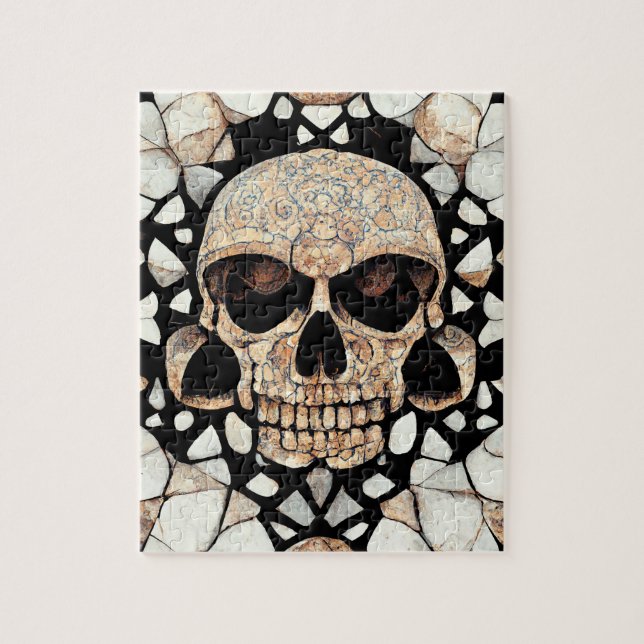 Tribal Decorative Ornament | Mayan Skull Art Pussel (Vertikal)