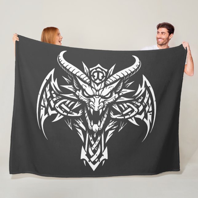 Tribal Demon Huvudgrafik av BurnsInHell Fleecefilt (På plats)