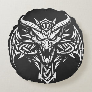 Tribal Demon Huvudgrafik av BurnsInHell Rund Kudde