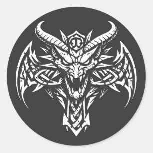 Tribal Demon Huvudgrafik av BurnsInHell Runt Klistermärke