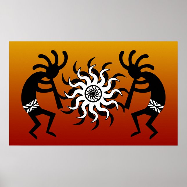 Tribal Desert Sol Southwest Design Kokopelli Poster (Framsidan)
