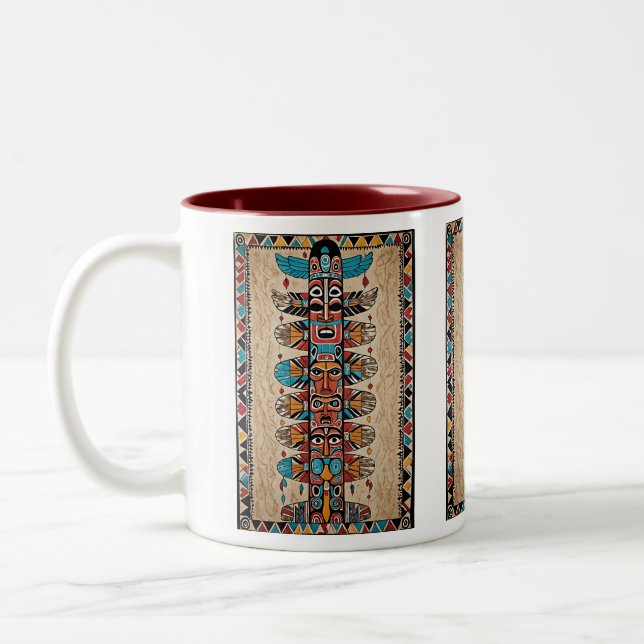 Tribal design  coffee mug gift idea  Två-Tonad mugg (Vänster)